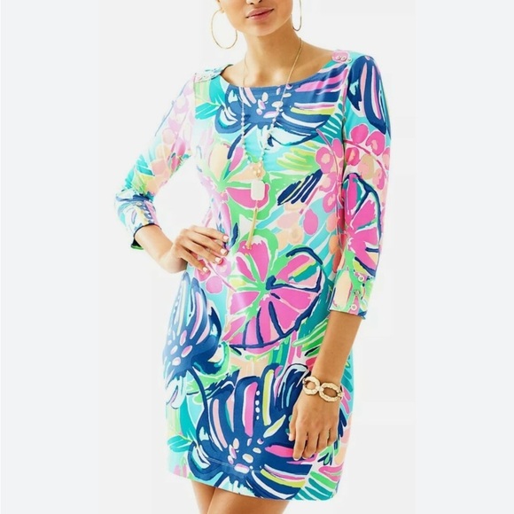 Lilly Pulitzer UPF 50+‎ Sophie Dress Size M Exotic Garden B1 Pink/ Green Floral - Picture 6 of 6